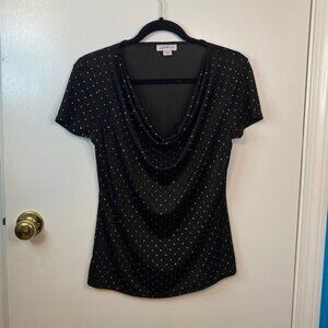 Jaclyn smith Black sheer sparkly Blouse